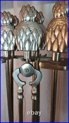 Brass Fireplace Five Piece Tool Set Pineapple Tops Decorative Crafts Inc 2907