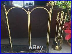Brass Fireplace Screen and Tools
