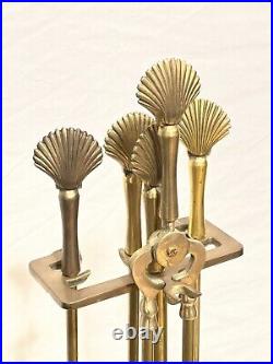 Brass Fireplace Sea Shell Tool Set 5 pcs set Vintage