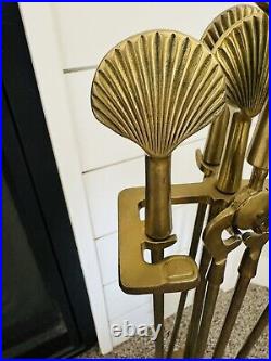 Brass Fireplace Sea Shell Tool Set 5 pcs set Vintage