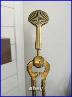 Brass Fireplace Sea Shell Tool Set 5 pcs set Vintage