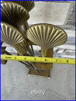 Brass Fireplace Sea Shell Tool Set 5 pcs set Vintage