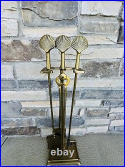 Brass Fireplace Sea Shell Tool Set 5 pcs set Vintage