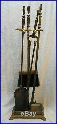 Brass Fireplace Tool Set Vintage 5 Pcs