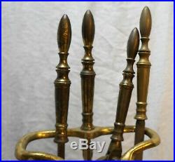 Brass Fireplace Tool Set Vintage 5 Pcs