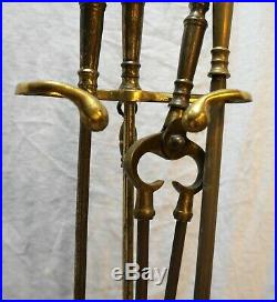 Brass Fireplace Tool Set Vintage 5 Pcs