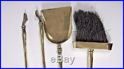 Brass Fireplace Tools Set French Ornate Antique Stand Broom Tongs Shovel