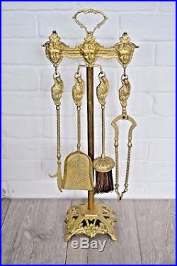 Brass Fireplace Tools Set Very Ornate Vintage Fireplace Tools