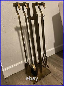 Brass fireplace tool set