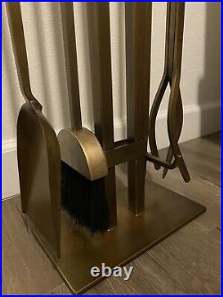 Brass fireplace tool set