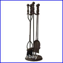 Bronze 5-Piece Fireplace Tool Set With Ball Handles