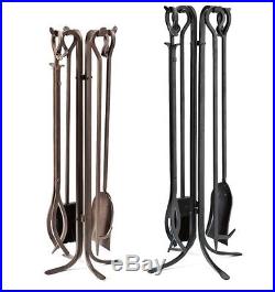 Bronze Wrought Iron Fireplace Tools Stand Set Hearth Decorations Metal Decor New