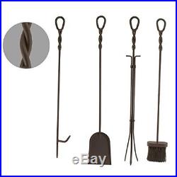 Brown Fireplace Tools Set 30 Metal Tool Stand Hearth Cleaning Kit Rustic Decor