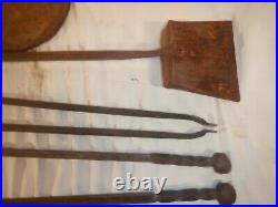 Brutalist Hand Wrought Fire Place Tools And Stand