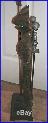 CAST IRON Knight in Suit of Armor FIREPLACE HEARTH Tool set