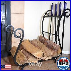 CKLT Fireplace Tools Set with Firewood Rack Log Holder and 28 Fire Poker Ton