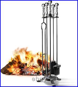 COMFYHOME 5-Piece Fireplace Tools Set 32'', Heavy Duty Wrought Iron Fireplace Too