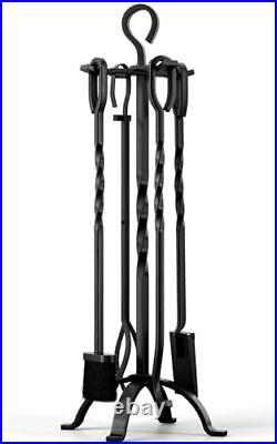 COMFYHOME Fireplace Tools 5 Pcs 31-Inch Wrought Iron Fireplace Tools Set with