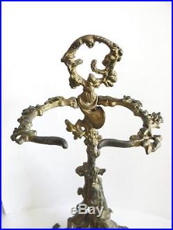 Cast French brass fireplace tool set with dog and hunting motif- FREE SHIPPING
