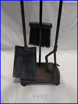 Cast Iron 3 Piece Fire Place Tool Set With Stand VTG