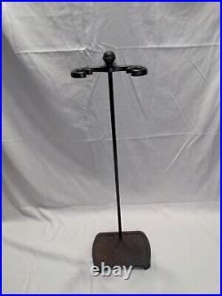 Cast Iron 3 Piece Fire Place Tool Set With Stand VTG