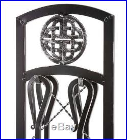 Celtic Knot 5 Piece Fireplace Tool Set, Steel Construction, Includes Stand