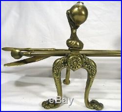 Chippendale Claw Ball Companion Fire Place Tools Andiron Stand Set Lge 68cm/26