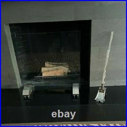 Chrome French Art Deco Hand Metal Fireplace Tool Set and Screen added photos