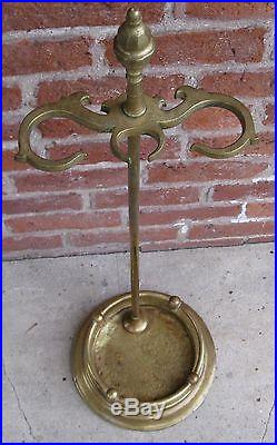 Classic 19C Federal Style Brass Fireplace Tool Set Heavy 3pc Stand