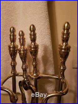Classic Vintage Brass 5 Piece Fireplace Tools Set