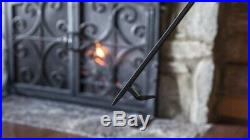 Compact Size Hand-Forged Fireplace Tool Set, Black Wrought Iron Classic Design