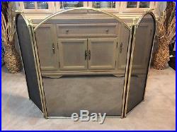 Complete Fireplace Set, Gold Chrome, Contemporary, Tools, Hearth, Screen & Boot