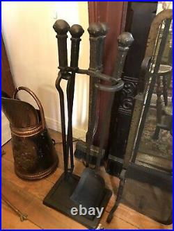 Complete antique art and crafts fireplace Set tools andirons screen