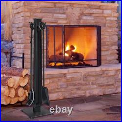 Costway 5-piece Contemporary Solid Steel Fireplace Tool Set in Black