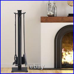 Costway 5-piece Contemporary Solid Steel Fireplace Tool Set in Black