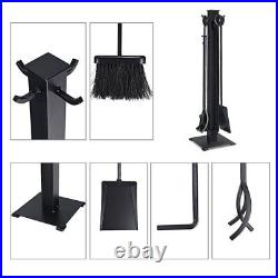 Costway 5-piece Contemporary Solid Steel Fireplace Tool Set in Black