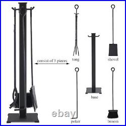 Costway 5-piece Contemporary Solid Steel Fireplace Tool Set in Black