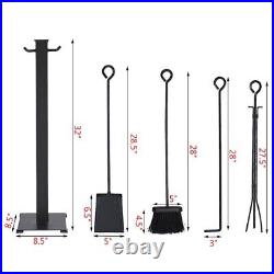 Costway 5-piece Contemporary Solid Steel Fireplace Tool Set in Black