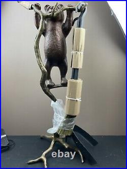 Curious Bear Cub Cast Aluminum Fireplace Tool Set
