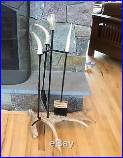 Custom Made Authentic Antler Fireplace Tool Set
