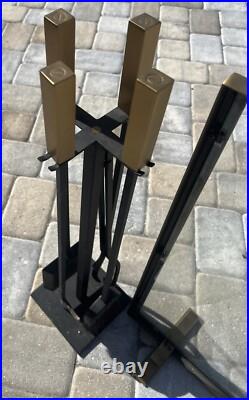 Custom Modern Fireplace Tool Set With Screen