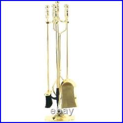 Dagan 2532 Fireplace Tool Set Rail on Base Polished Brass 5 Piece