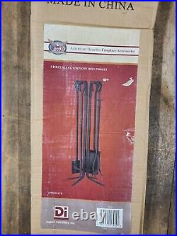 Dagan DG-5836 Five Piece Wrought Iron Fireplace Tool Set, Black