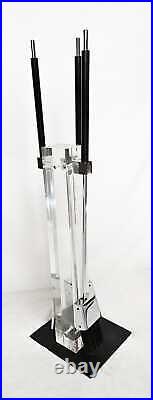 Danny Alessandro Albrizzi Modernist Lucite Chrome Fireplace Tool Set C. 1960s