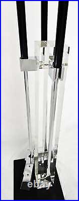 Danny Alessandro Albrizzi Modernist Lucite Chrome Fireplace Tool Set C. 1960s