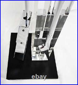 Danny Alessandro Albrizzi Modernist Lucite Chrome Fireplace Tool Set C. 1960s