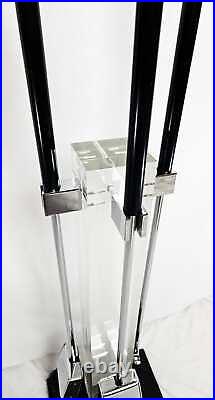 Danny Alessandro Albrizzi Modernist Lucite Chrome Fireplace Tool Set C. 1960s