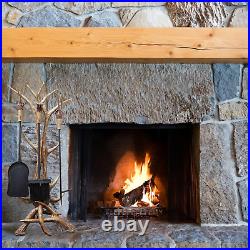 Decorative Antler Fireplace Tools (3 Piece Set) with Stand Brush, Shovel, Poke