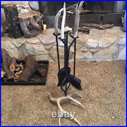 Decorative Antler Fireplace Tools (4 Piece Set) with Stand. Unused