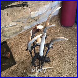 Decorative Antler Fireplace Tools (4 Piece Set) with Stand. Unused
